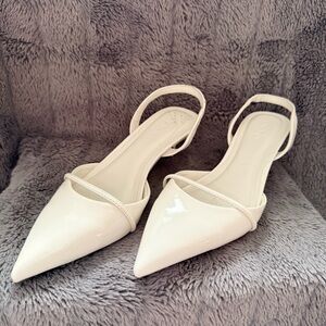 ON 34TH Angelinaa Pointed Toe Kitten Heel White Pumps Women's Shoes